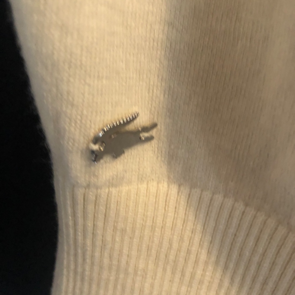 Lacoste Cream Merino Wool Sweater - Picture 3 of 5